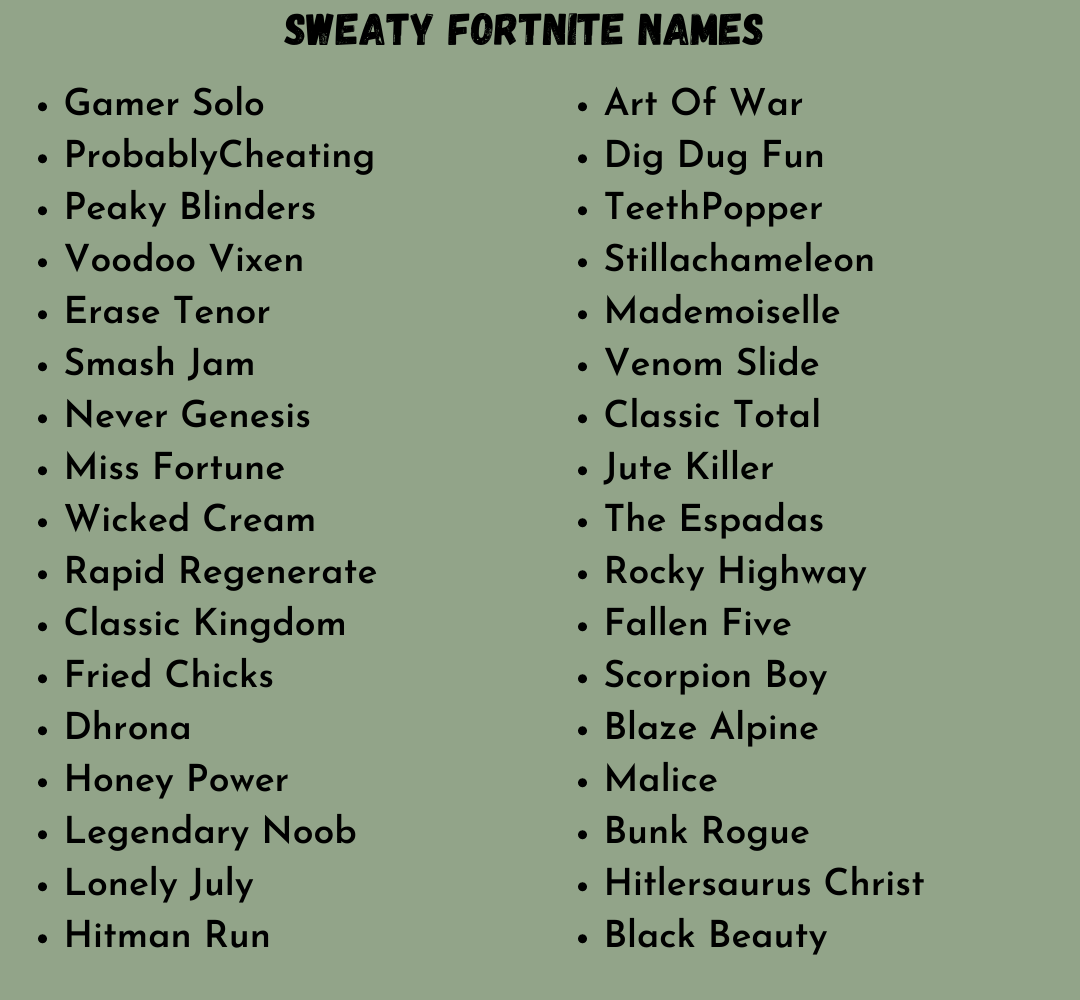 Fortnite Names Cool Sweaty Usernames For Fortnite