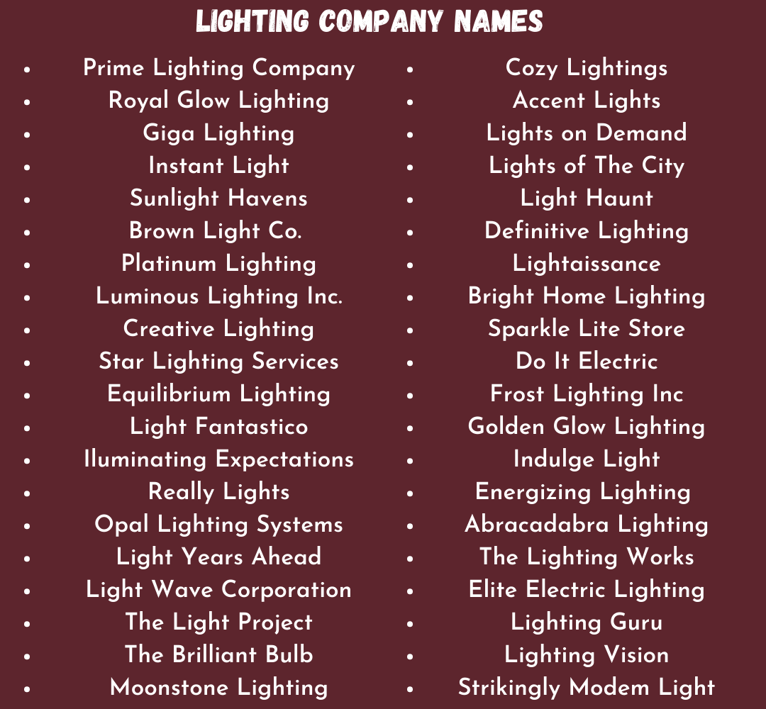 Lighting Company Names