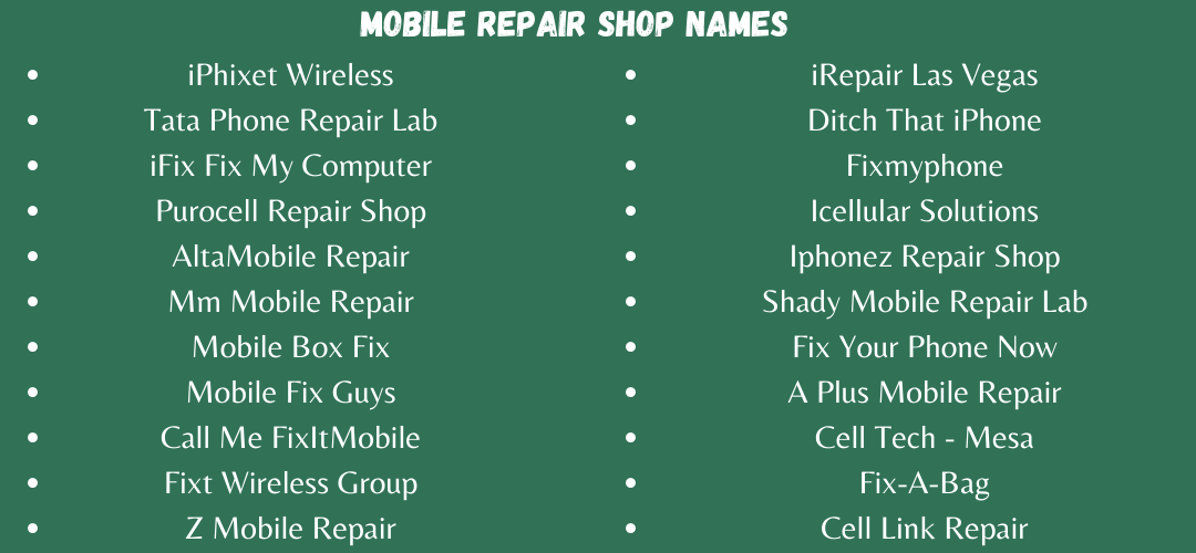 Mobile Repair Shop Names