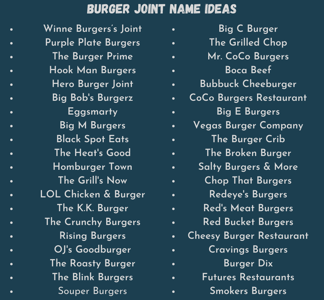 Burger Joint Name Ideas