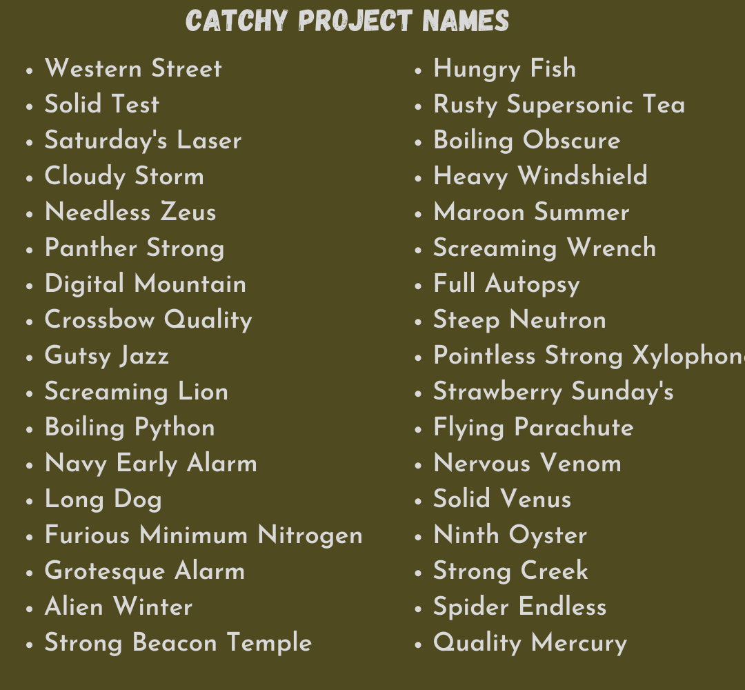 Catchy Project Names
