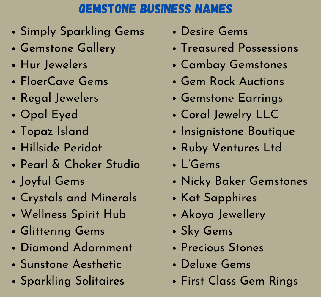 Gemstone Business Names