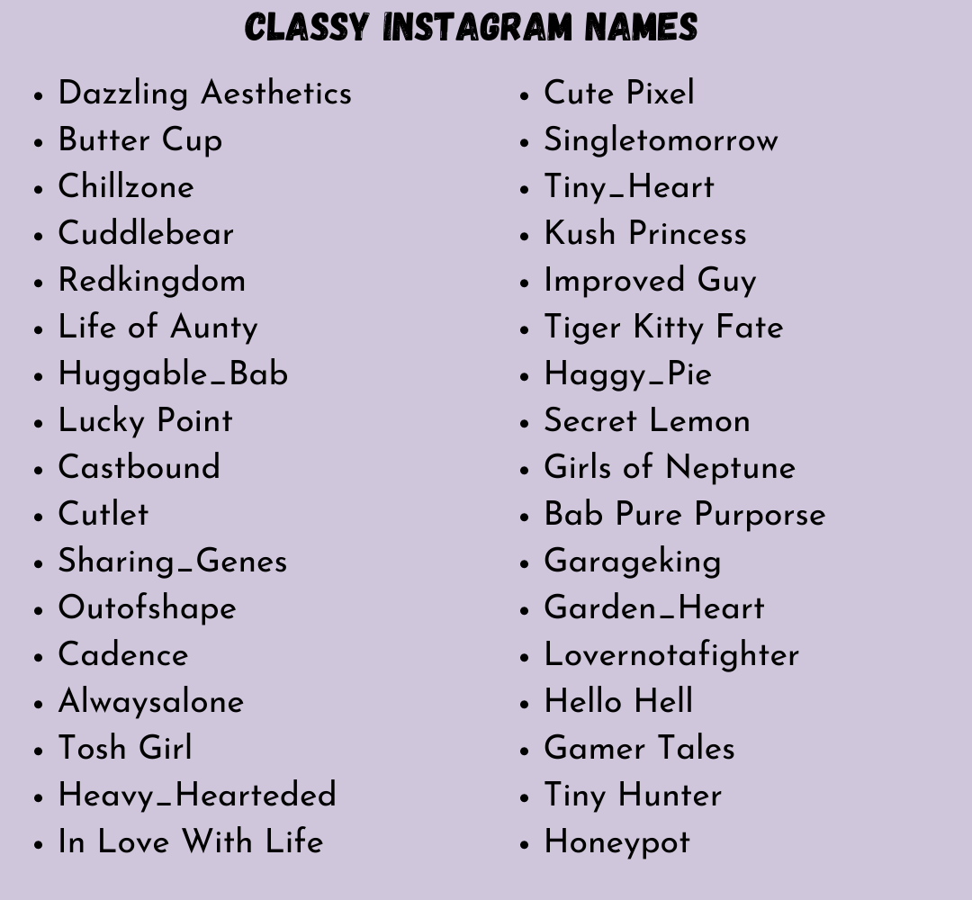 Classy Instagram Names
