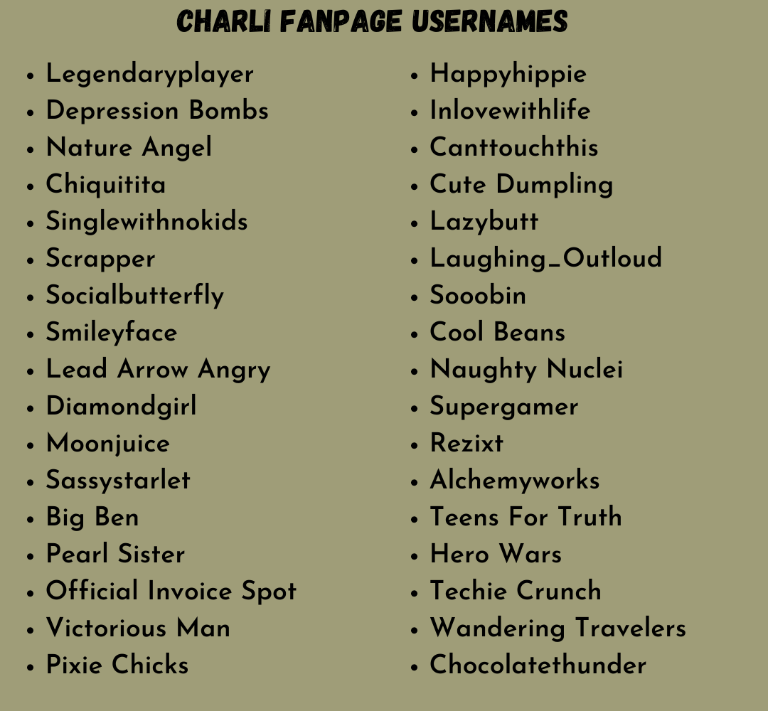 Charli Fanpage Usernames