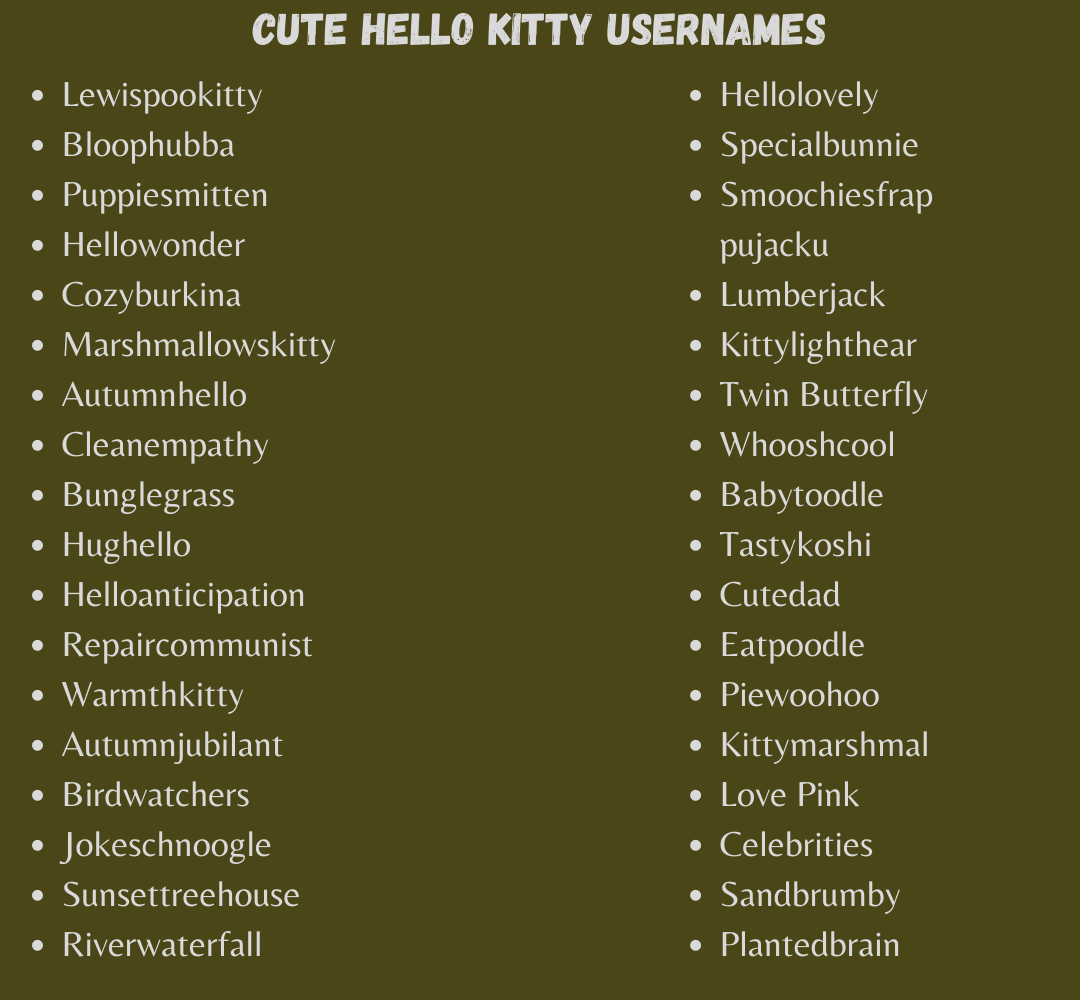 Cute Hello Kitty Usernames