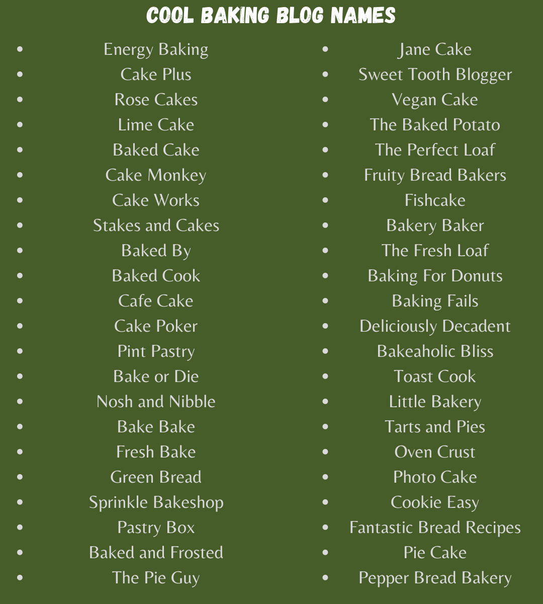 Cool Baking Blog Names