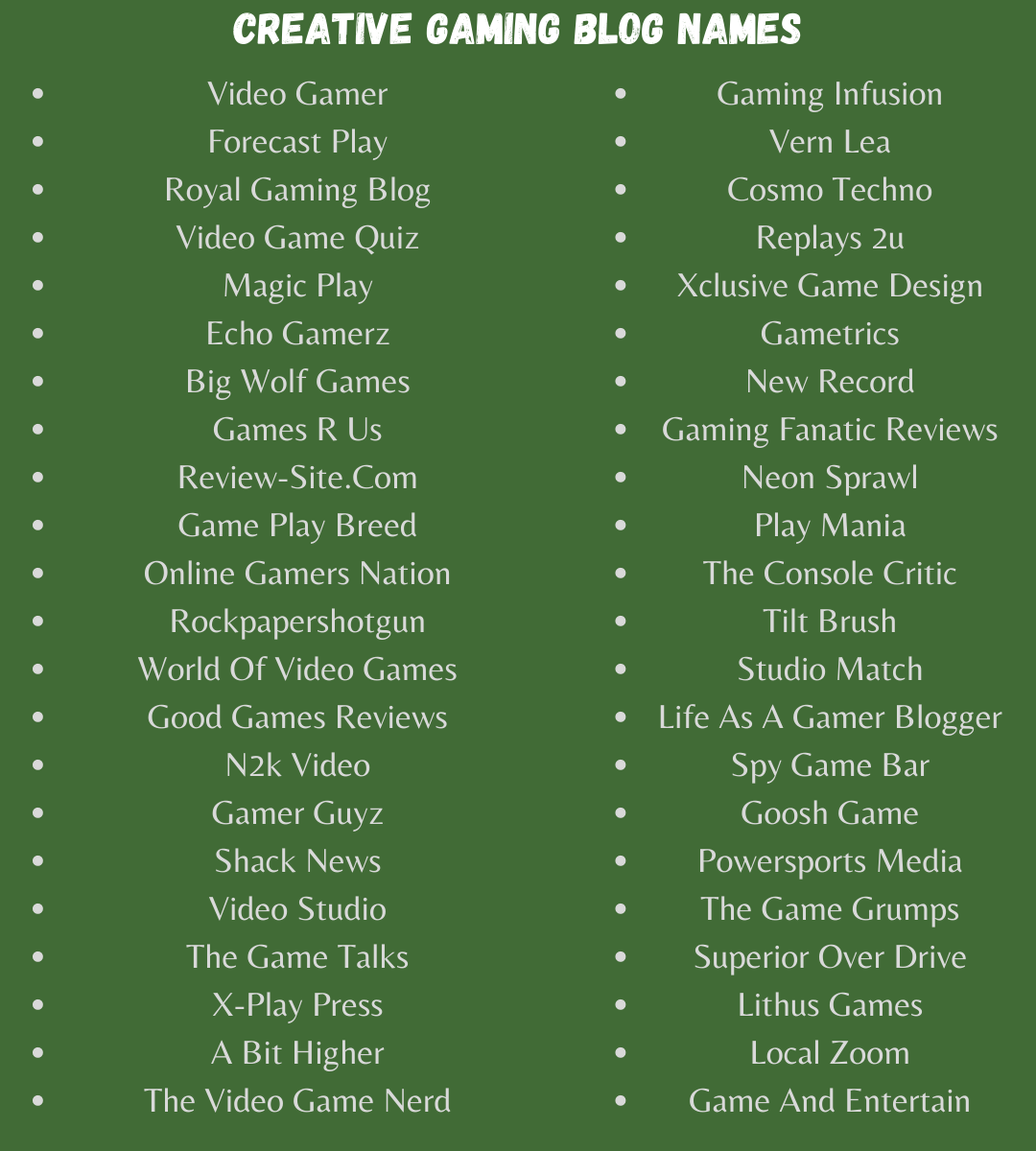 Creative Gaming Blog Names