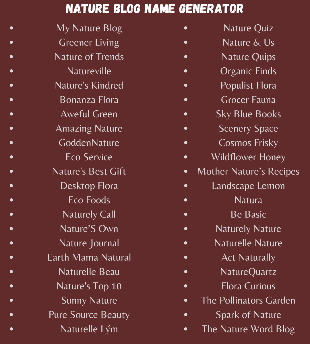 Nature Blog Name Generator