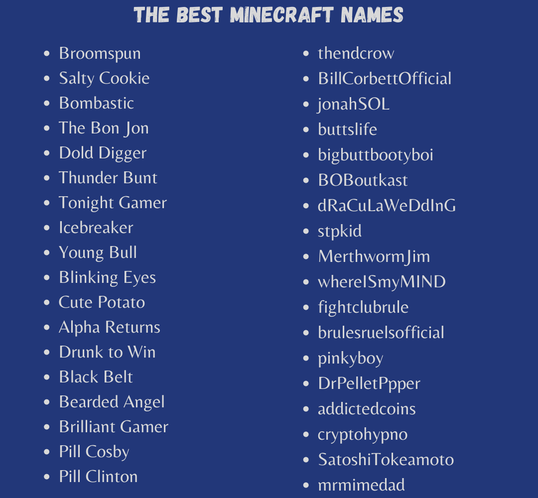 Best Minecraft Names