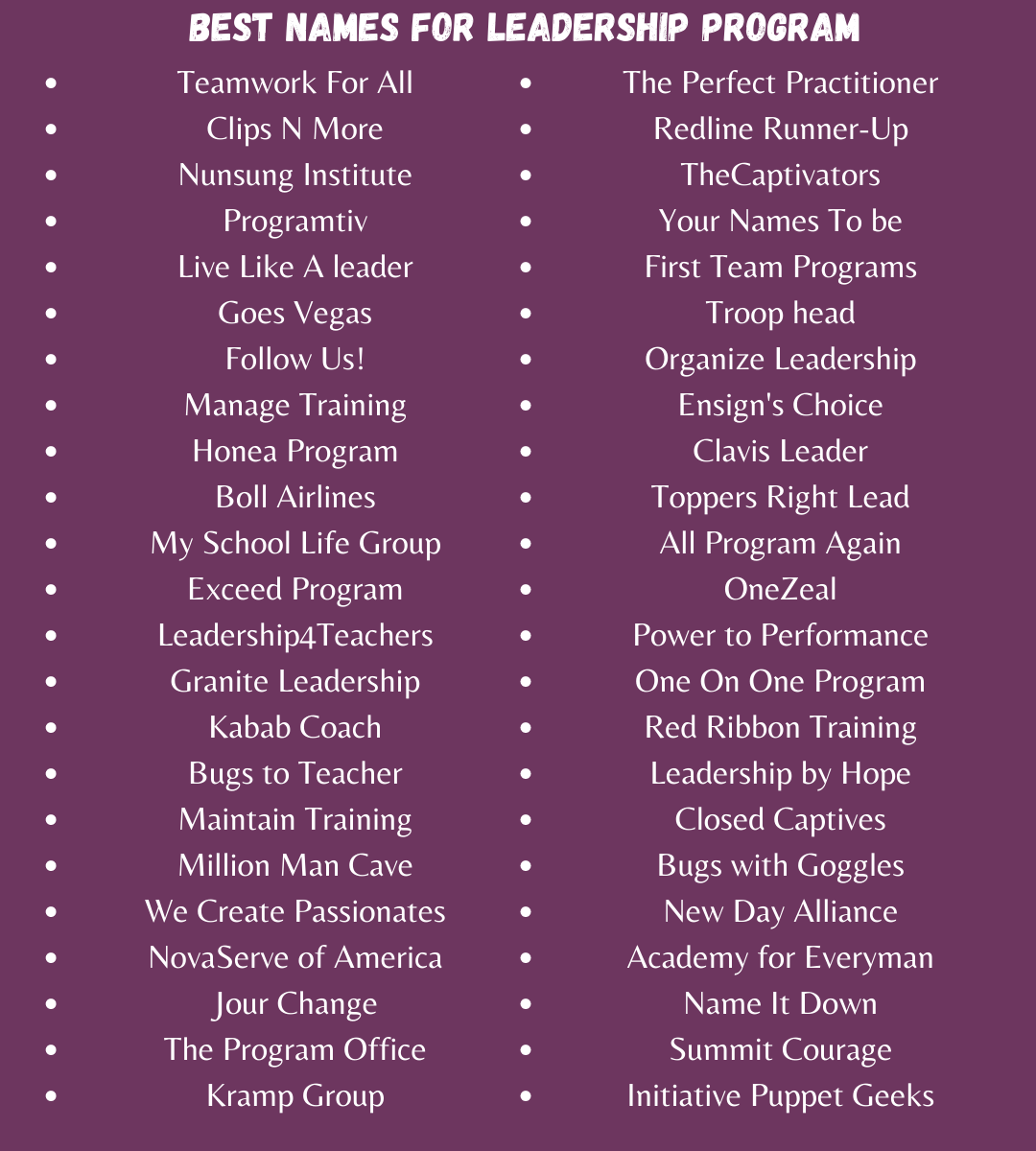 Best Names for Leadership Program