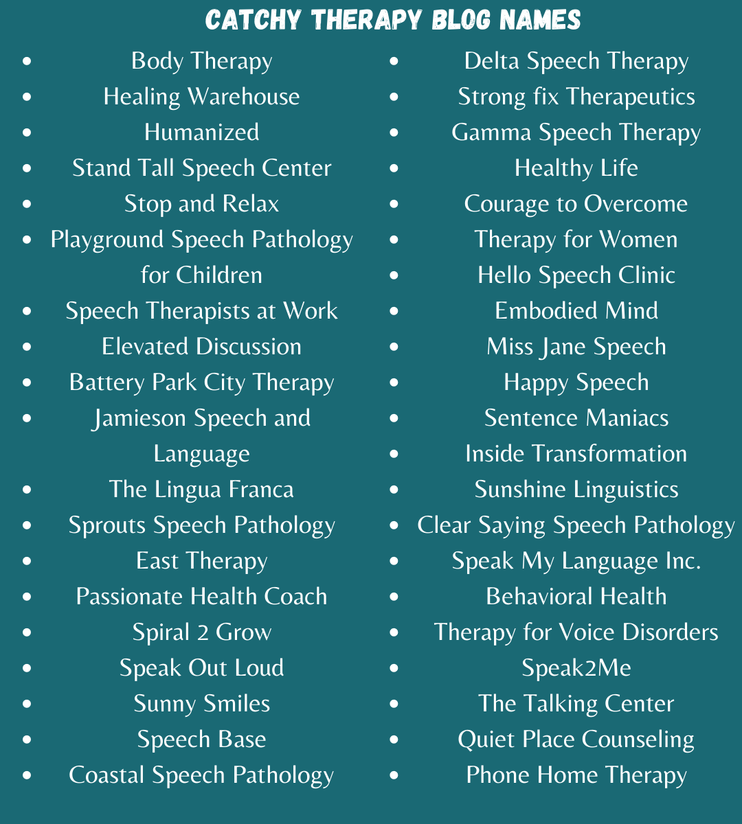 Catchy Therapy Blog Names