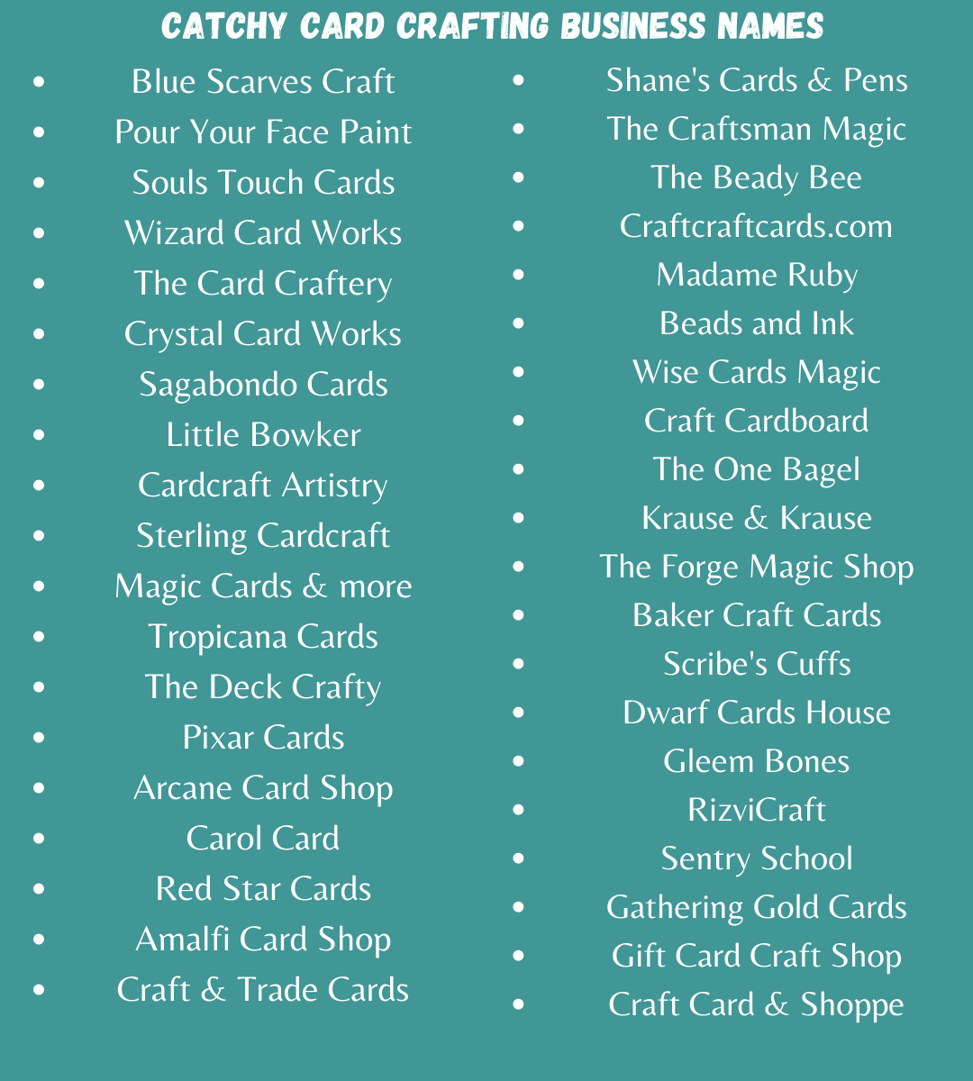 Catchy Card Crafting Business Names