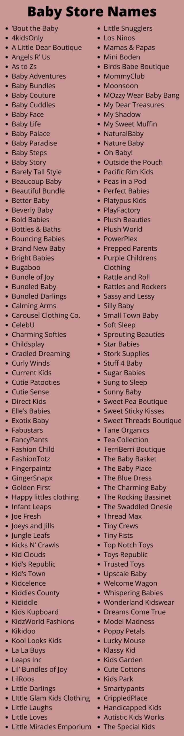 300 Stylish Cool Baby Store Names For You