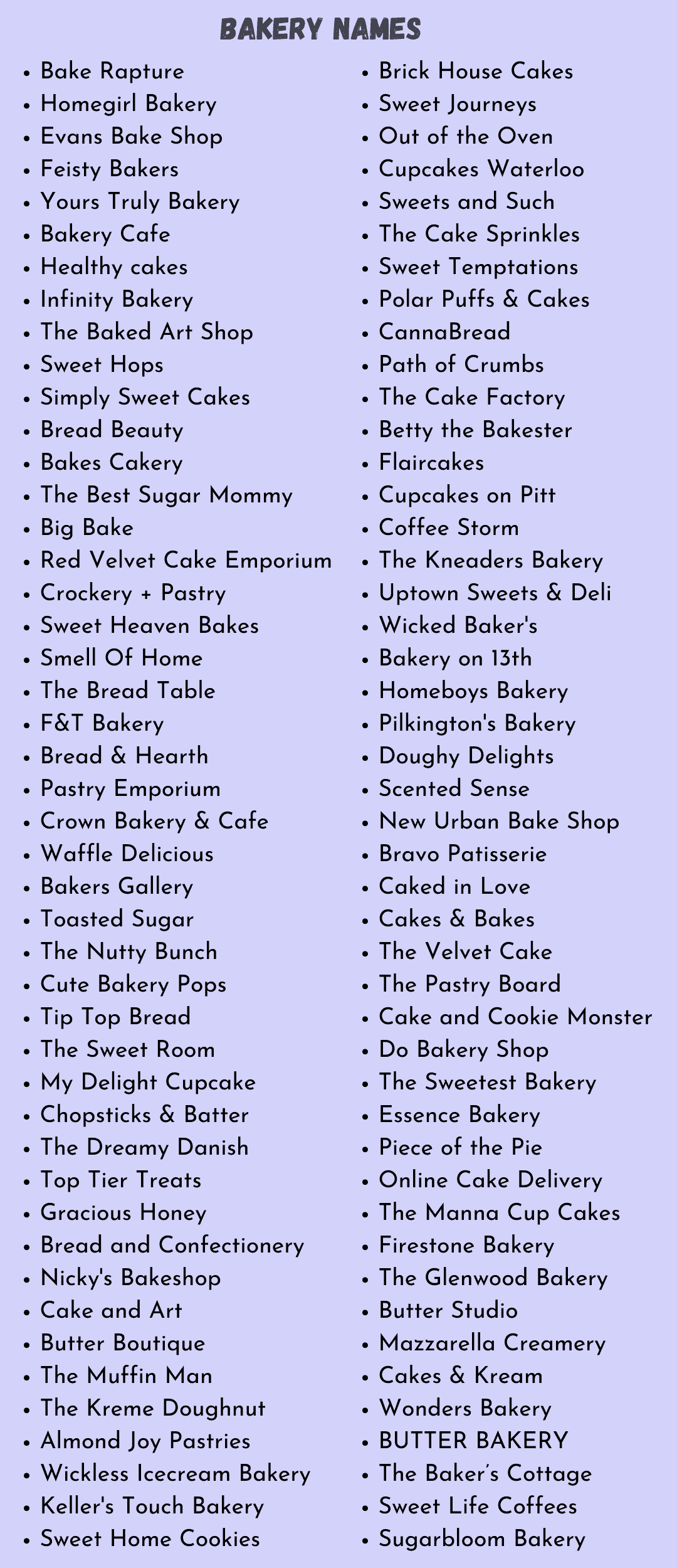 900 Cute Bakery Name Ideas For Your Dream Bakery
