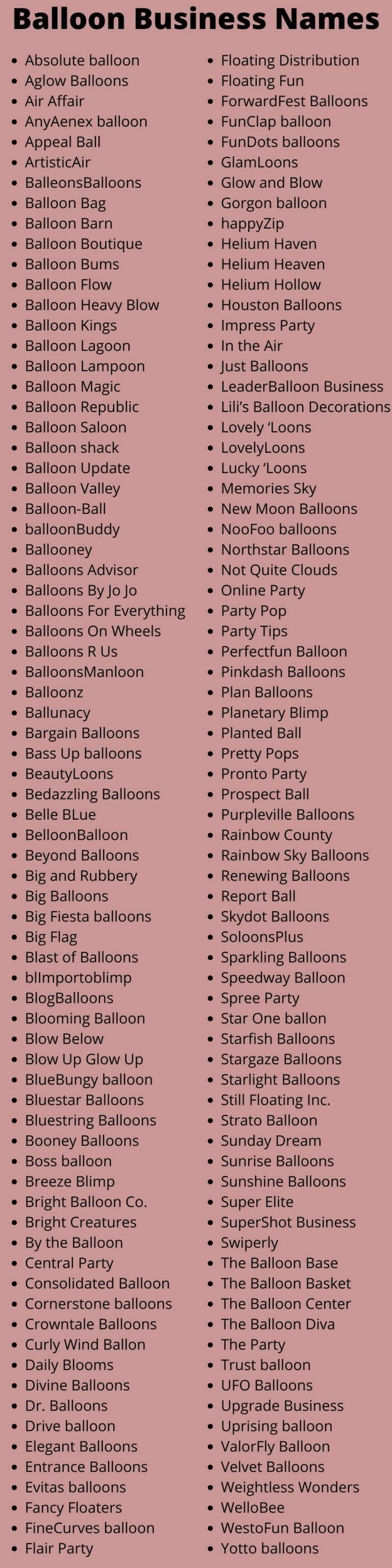 280 Best Balloon Business Names Ideas And Suggestions