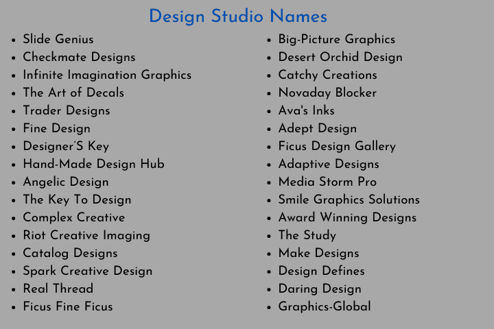 Design Studio Names