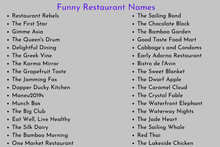 1000+ Funny and Unique Restaurant Names (2022)