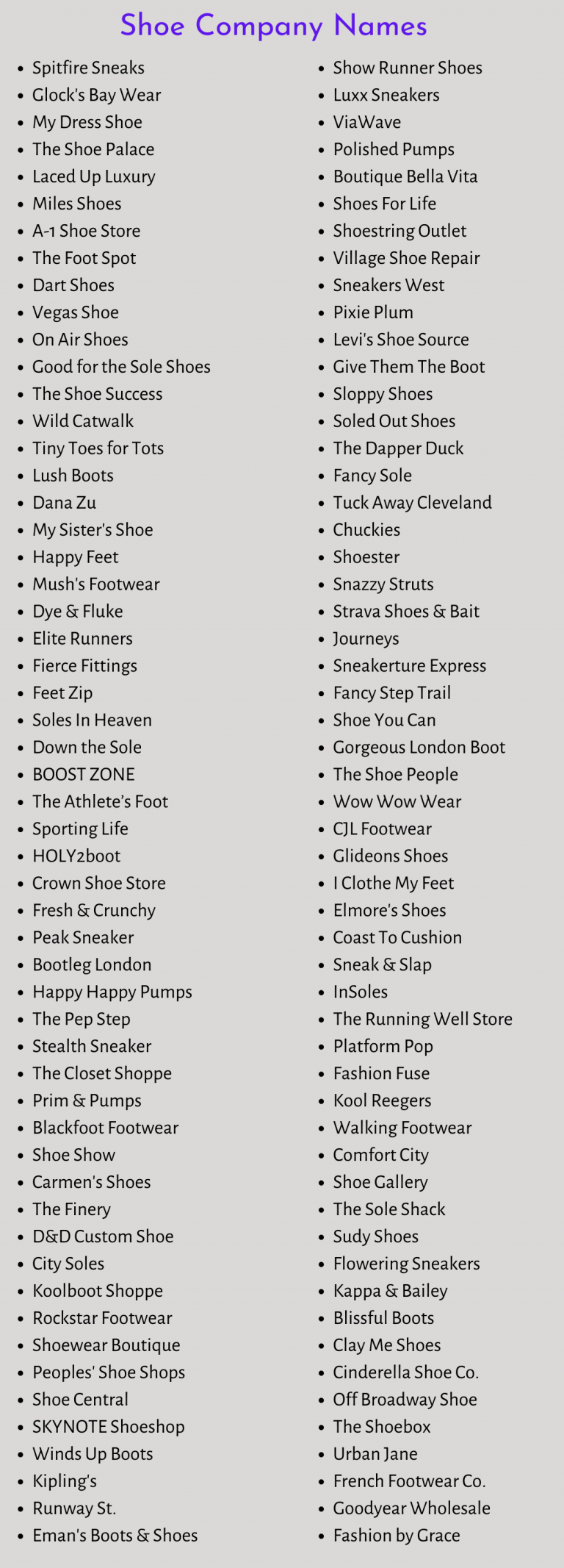 Shoe Company Names 700+ Catchy Shoe Brand Name Ideas