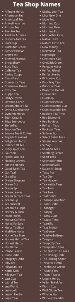 700 Catchy & Cute Tea Shop Name Ideas You'll Love