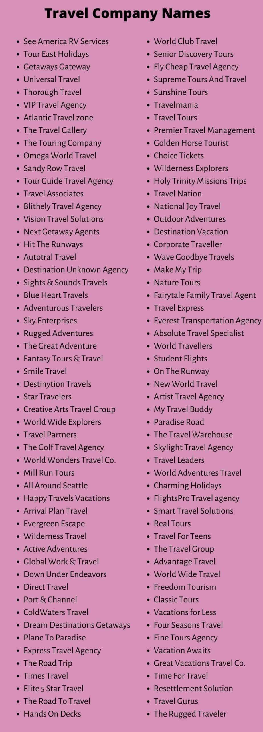 tour company synonyms