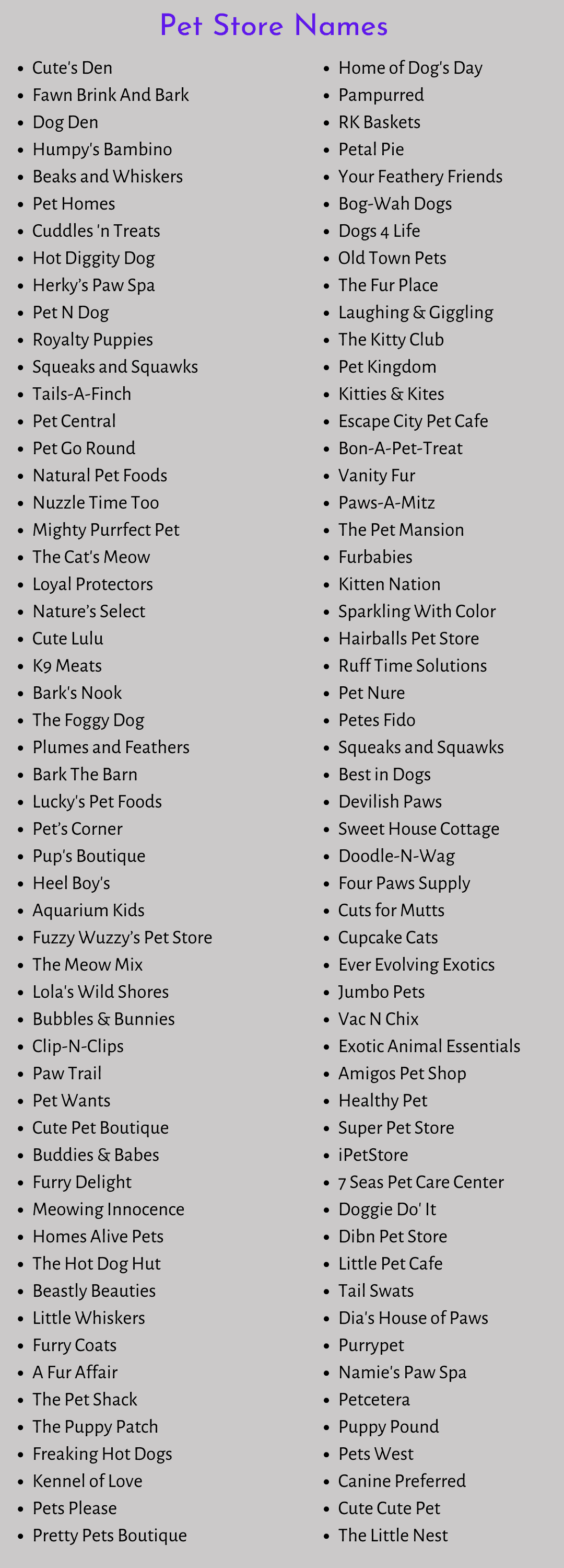Pet Store Names 800 Cute Names For Pet Business
