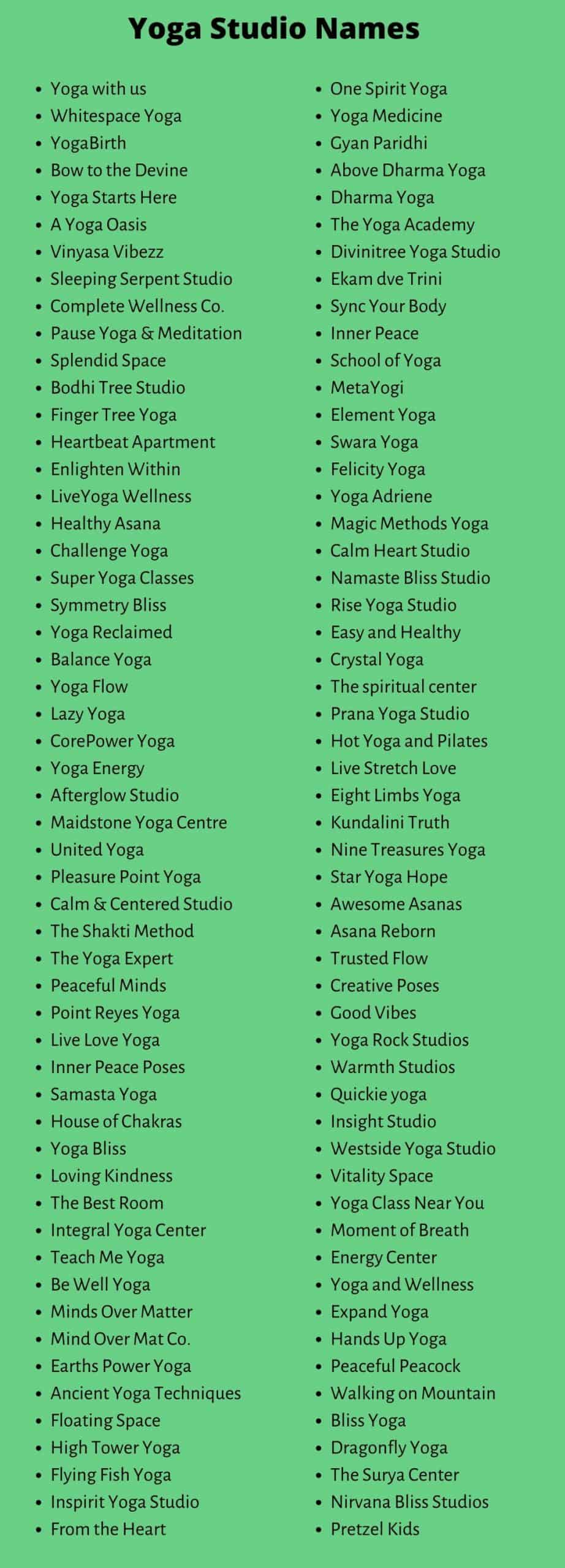 Yoga Studio Names: 500+ Creative Yoga Class Names -