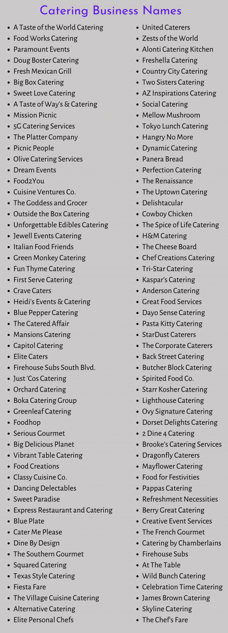 700+ Great Catering Business Names, Ideas, and Suggestions