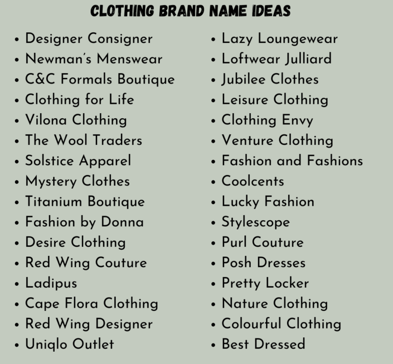 1200+ Catchy Clothing Brand Name Ideas for Entrepreneurs Next Gala