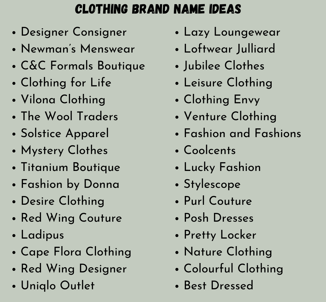 1200+ Catchy Clothing Brand Name Ideas for Entrepreneurs - Next Gala