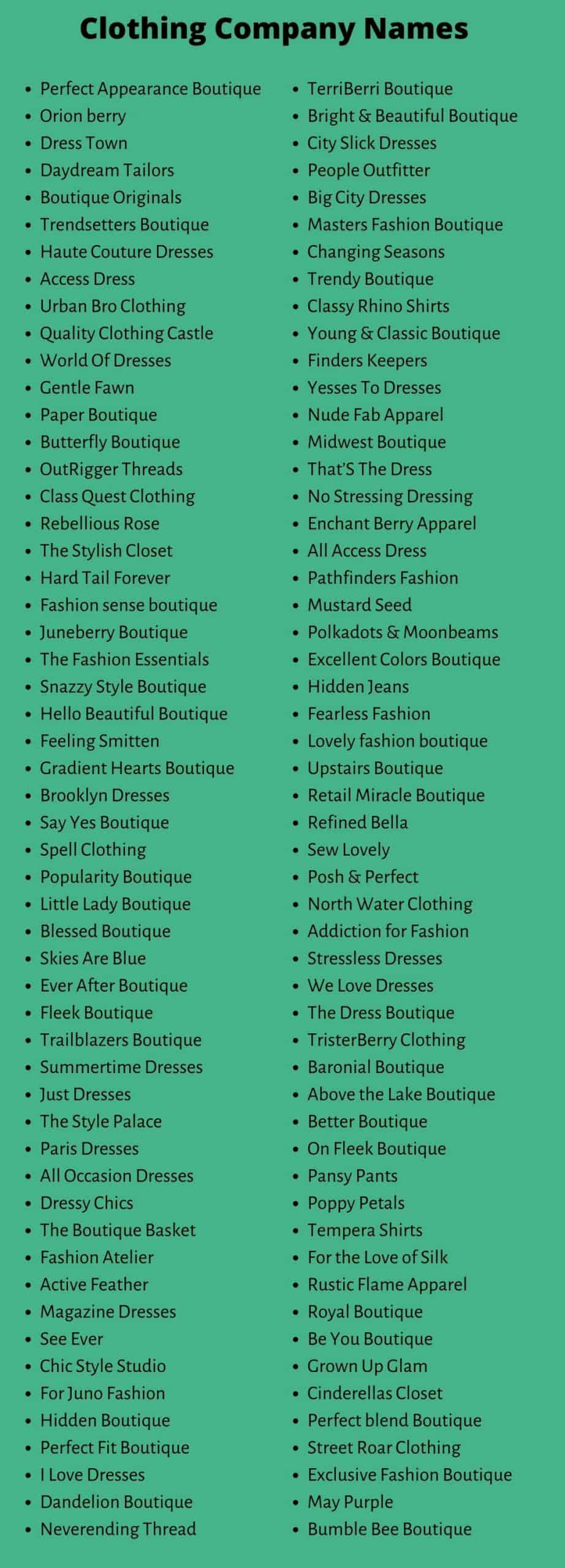 Clothing Company Names