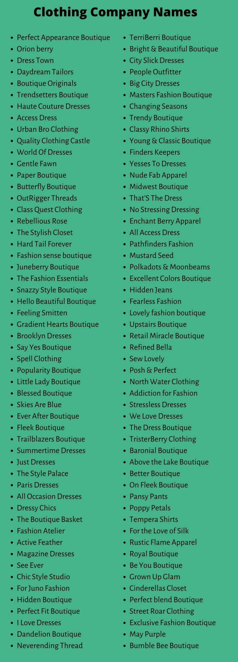 1200+ Catchy Clothing Brand Name Ideas for Entrepreneurs Next Gala