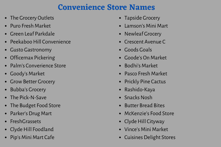 Convenience Store Names 