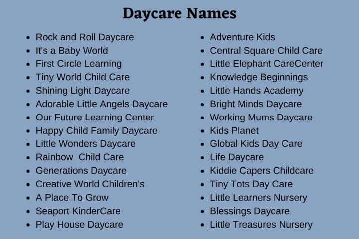 Daycare Names