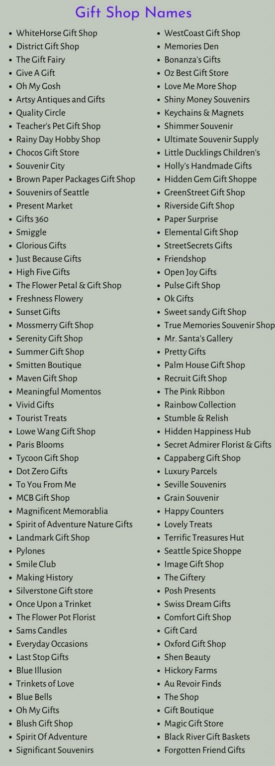 Gift Shop Names 500 Creative Names For Gift Business
