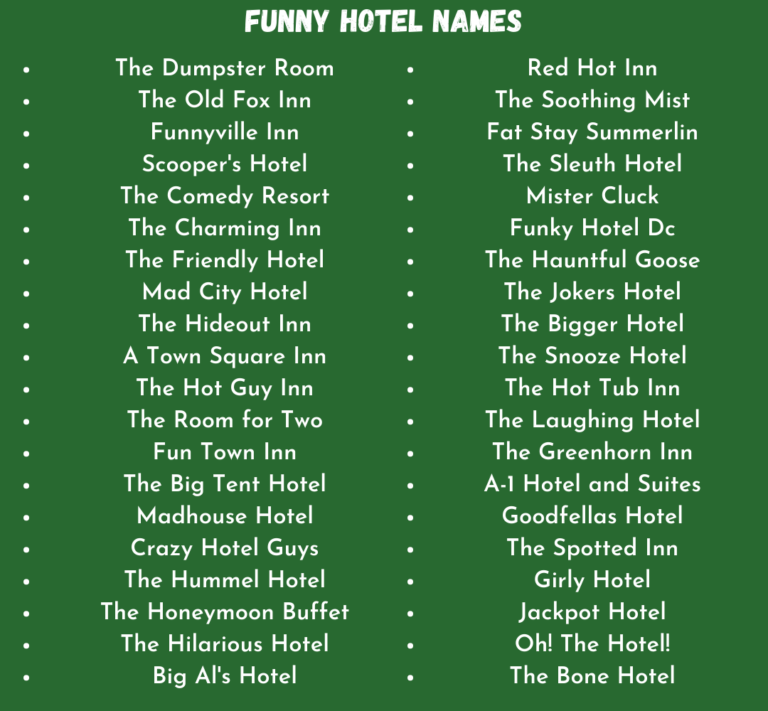 Funny Fake Hotel Names