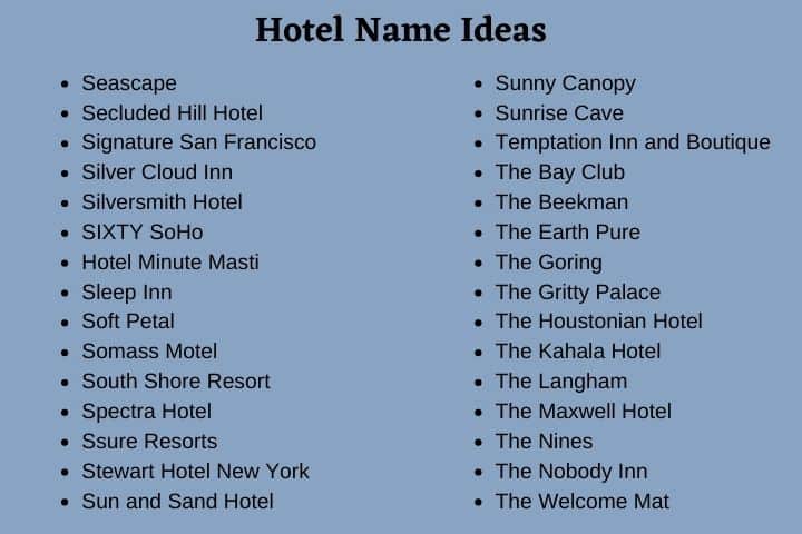 900 Hotel Name Ideas Cool Creative And Funny 2023