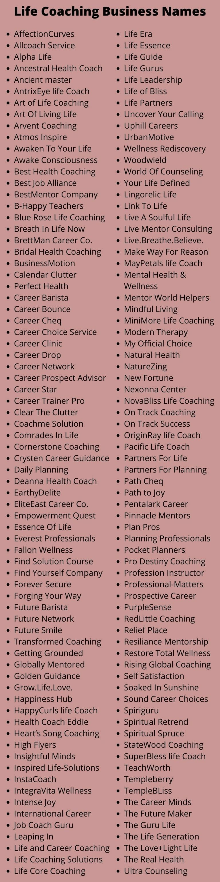 Life Coach Business Names: 600+ Creative Coaching Names