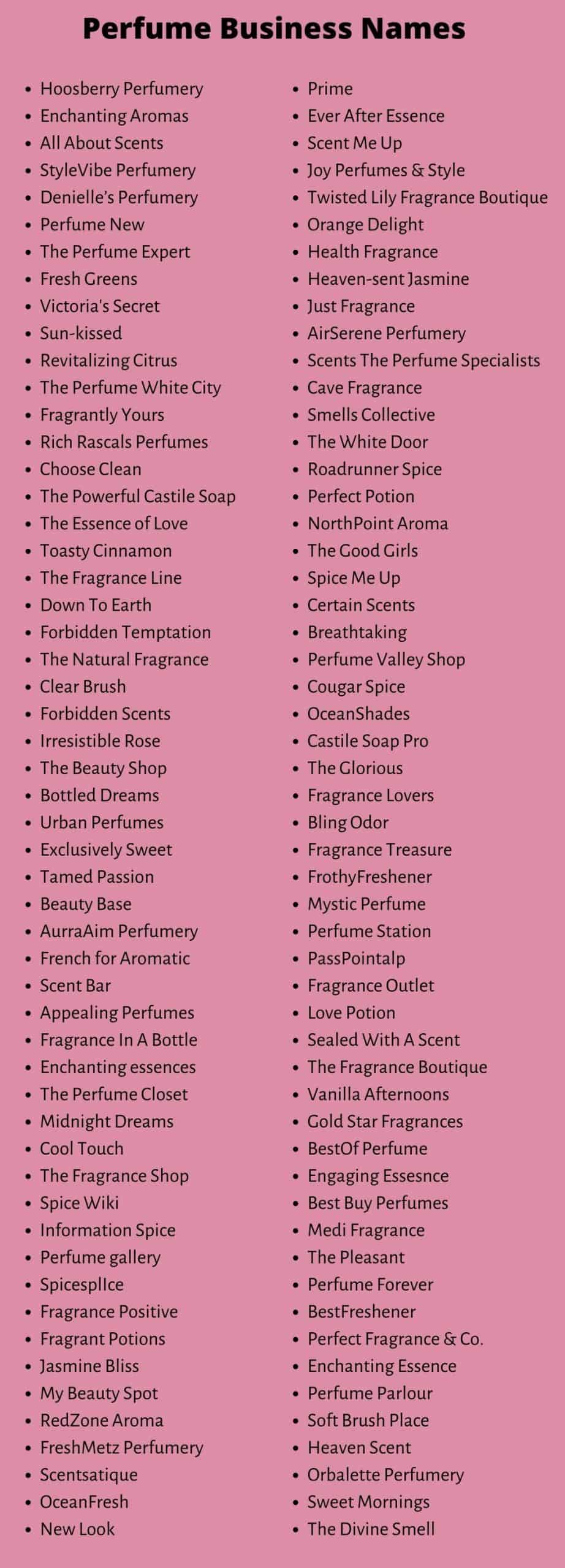 Perfume Business Names