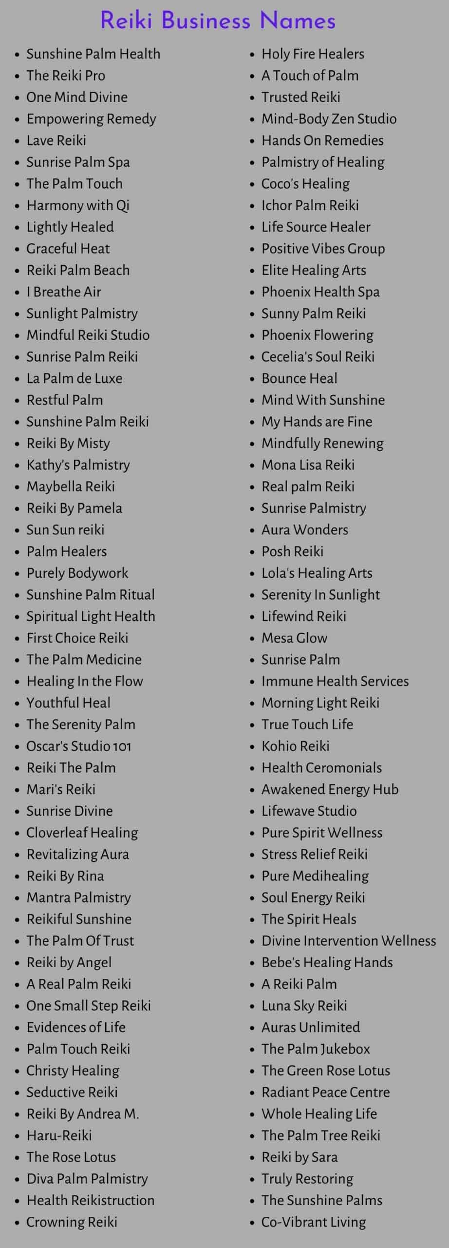 Reiki Business Names