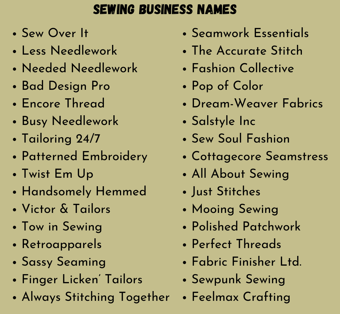 700 Creative Tailoring Sewing Business Names