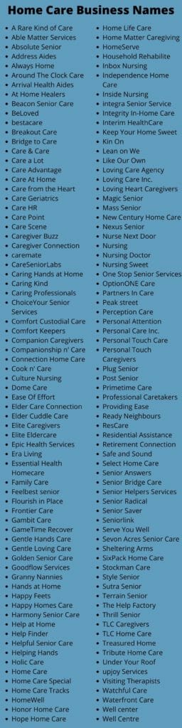 450+ Catchy Home Care Business Names