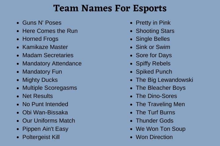 Team Names For Esports