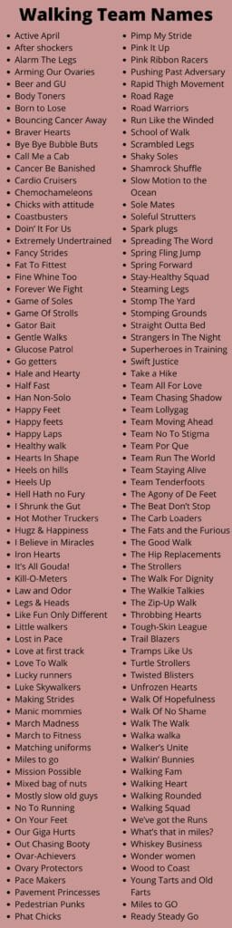 Walking Team Names 400 Cool Walking Group Names
