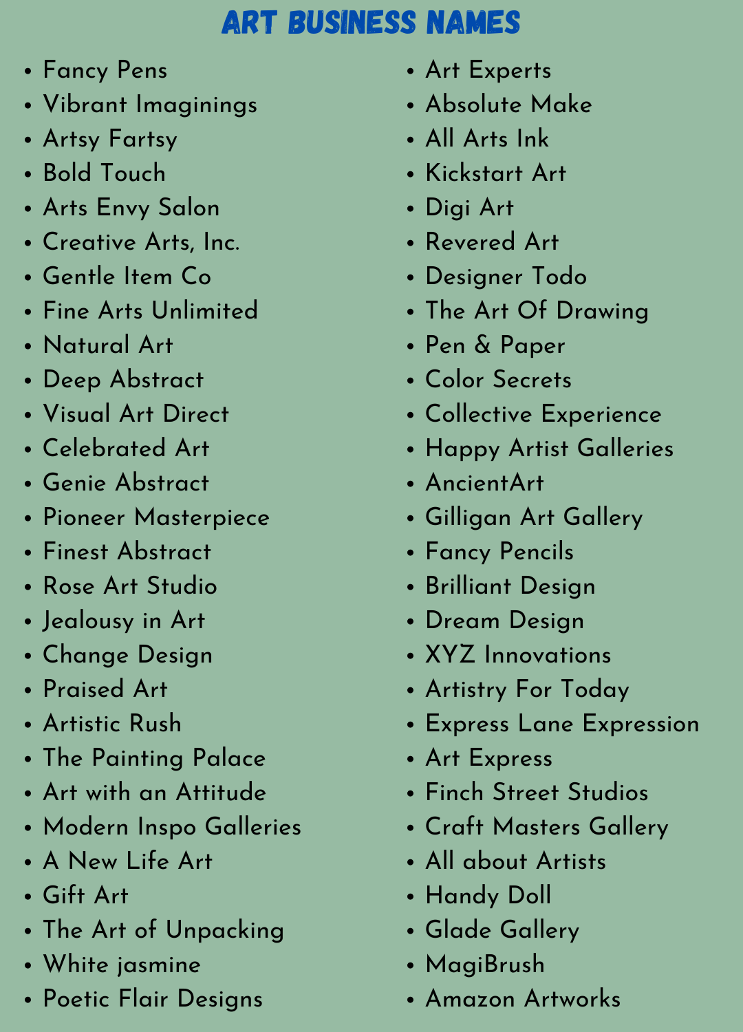 700+ Catchy Art Business Name Ideas for Artists (2023)