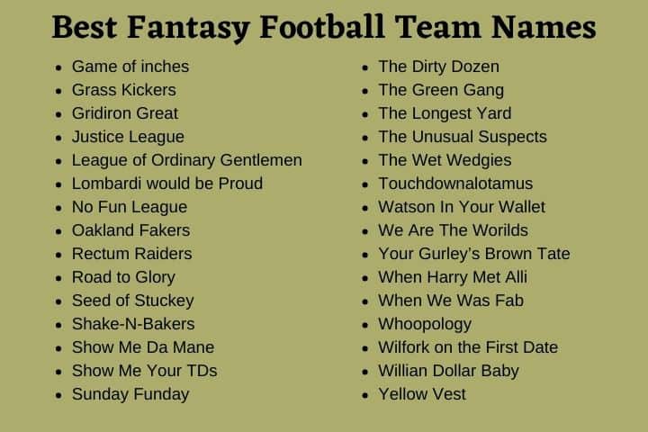 500+ Good & Funny Fantasy Football Team Names (2022)