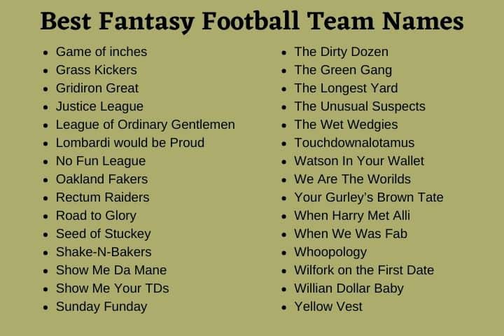 fantasy football funny names 2019