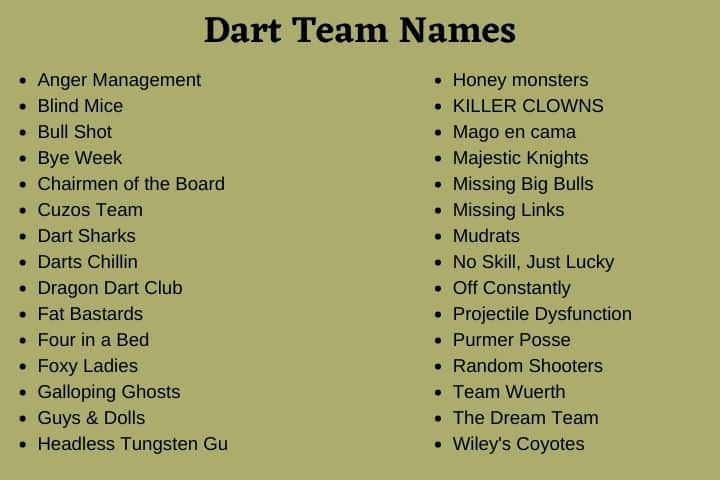 Dart Team Names 200 Funny Dart League Team Names