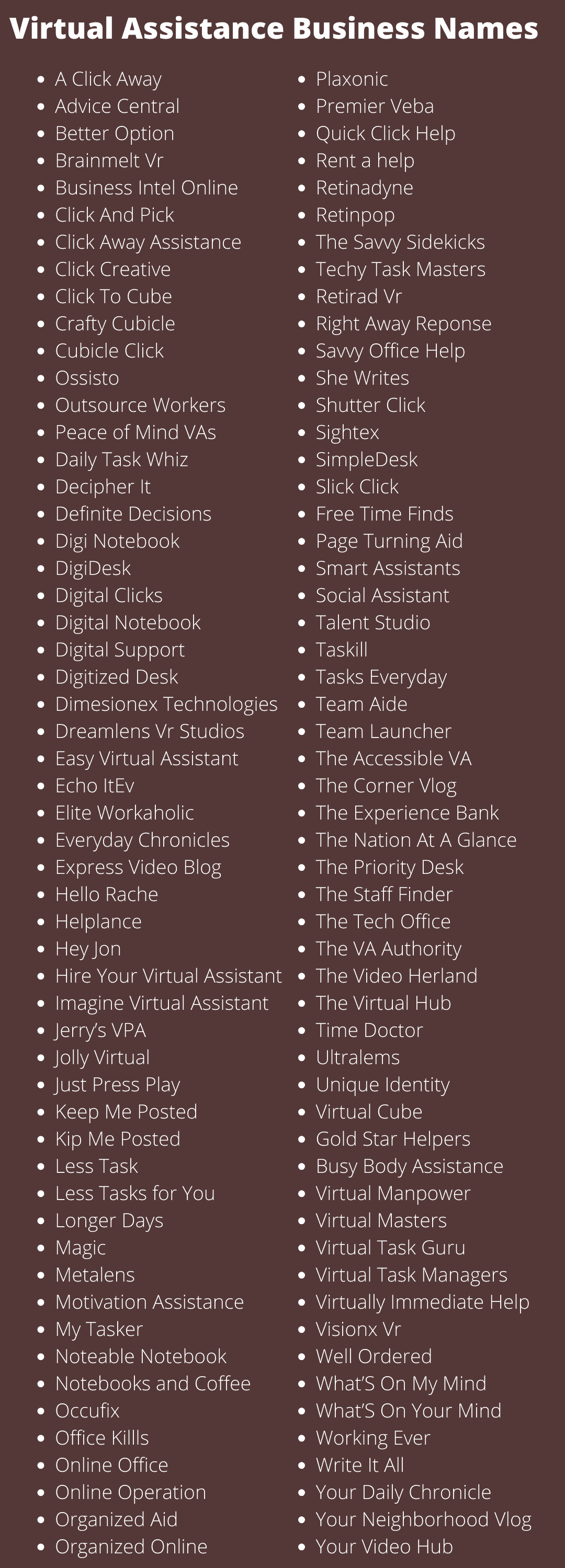 250+ Creative Virtual Assistance Business Names