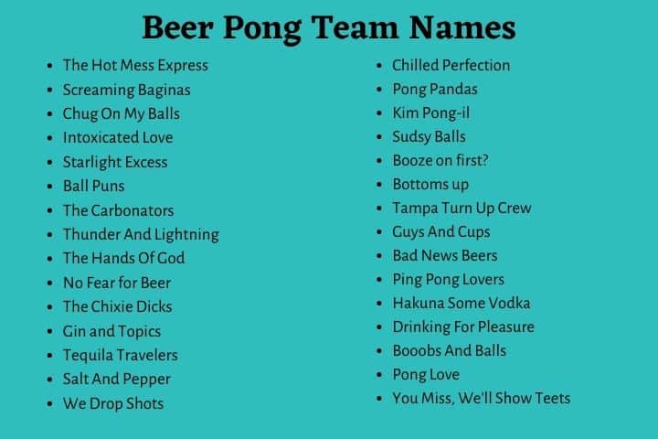 Beer Pong Team Names Next Gala