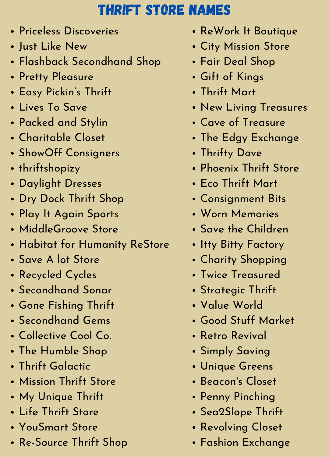 Thrift Shop Name Ideas Thrift Shop Name Generator Shop Name